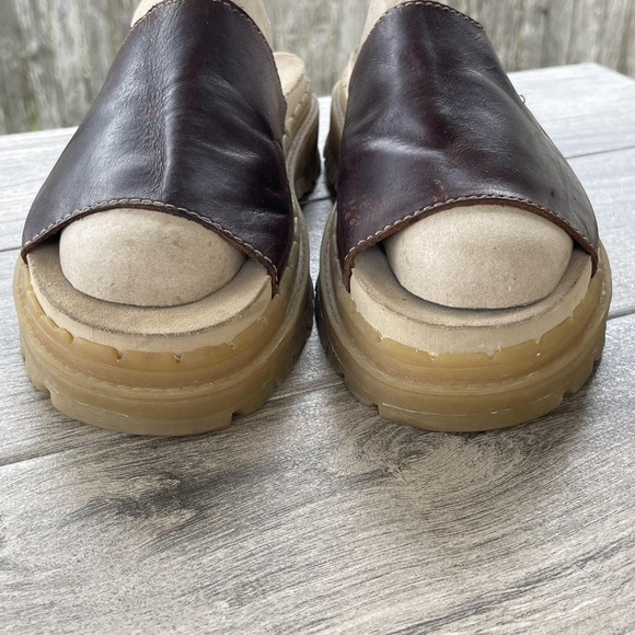 Skechers Jammers Sandals Women 11 Brown Leather Chunky Platform Slide Y2K Shoes - Picture 2 of 11